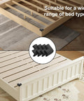 Built Tough Yet Soft Black Foam Corner Protectors Four Pack shown on wooden bed frames for safety against sharp edges.
