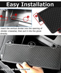 Center Console Organizer Tray For Mazda MX5 Miata RF 2016 2026 with non-slip silicone pad shown in glove box installation guide