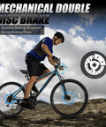 Cyclist riding 26 Or 27.5 Inch Mountain Bike For Adults With 21 Speed Shifting Grippy All Terrain Tires Trail Ready Dual Disc Brakes