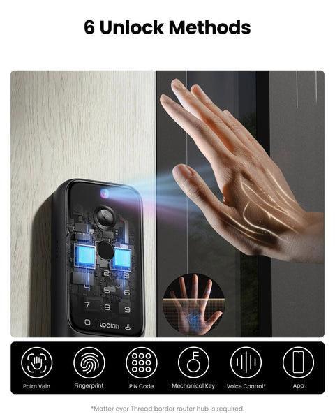 Dual Swappable Battery Smart Lock With 6 Month Power, 2K 180 Degree Camera And Video Doorbell For Front Door, Palm Vein Entry