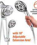 High-Pressure 3-Way Shower Spa Combo With Adjustable 18-Inch Extension Arm, 6-Inch Rain Overhead Shower And 6-Setting Handheld