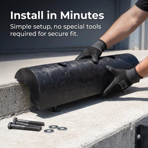Rubber Dock Guard For Operations Semi Circular Dock Protector installed on concrete ledge