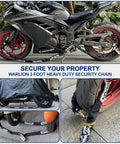 Heavy Duty Security Chain With Cinch Ring Three Foot Long And Three Eighths Inch Thick 63HRC Alloy Steel securing motorcycle