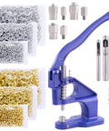 Heavy Duty Hand Press Eyelet Grommet Machine Kit with dies, 3000 grommets in 6/10/12mm, installation tools, blue color