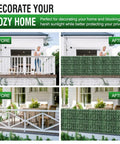 Dope Privacy Fence Screen Ivy Wall Backdrop 120x60 Inch with 18 mini hedge panels in before-and-after patio installation