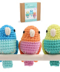 Beginner Crochet Kit For Amigurumi Birds Make 3 Mini Budgie Buds With Easy Peasy Step-By-Step Video Tutorial Yarn Hook Safety Eyes