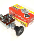 Universal Two Position Push Button Headlight Switch With OFF Parking Lamp And Headlight Modes Beefed-Up Heavy Duty 12V 24V Vehicle Switch 10A At 12V And 6.6A At 24V Fits Cars Trucks Buses Tractors AM 710C black push button with box