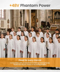 Choir singing with microphones demonstrating 8 Channel USB Audio Mixer With 24 Bit DSP, Bluetooth 5.0 Studio Sound Card