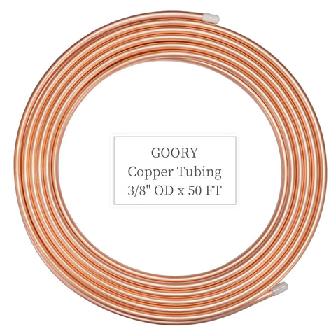 Three Eighth Inch Outer Diameter Copper Tubing Coil Fifty Foot Length 0.328 Inch Inner Diameter Pro Grade Refrigeration ACR Tube
