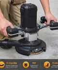 Person using 7 Inch Concrete Grinder With Low Vibration Handle, 2000W High Torque Motor, 6 Speed Controller From 600 To 3000 RPM