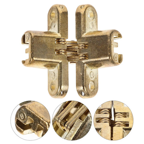 Concealed Cross Door Hinges 2 Pack, Ultra Thin Zinc Alloy, Hidden Silent Operation, Smooth Surface, Anti Rust Hardware