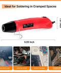 All-In-One Compact Heat Shrink Gun Kit With 820 Solder Seal Connectors And Heat Shrink Tubing, Waterproof Wire Repair Bundle; red mini heat gun with dimensions