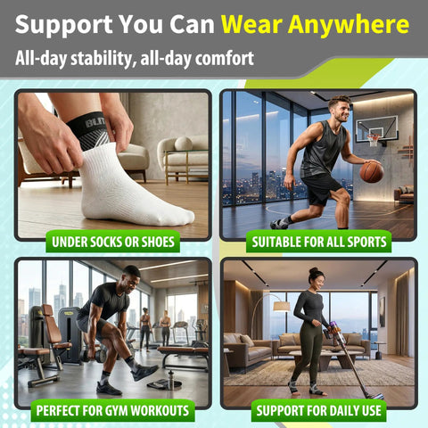 Compression Sleeve For Plantar Fasciitis And Ankle Pain Relief With Foot Arch Support And Adjustable Ankle Brace for daily use and sports