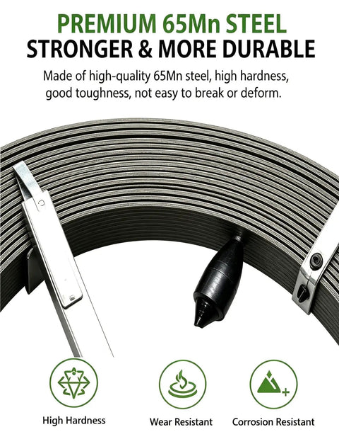 Hardcore Manganese Steel Drain Auger Tape For Yanking Out Gnarly Pipe Clogs Tough As Nails Highly Resistant To Bending Professional Plumbing Essential Tool with premium 65Mn steel.