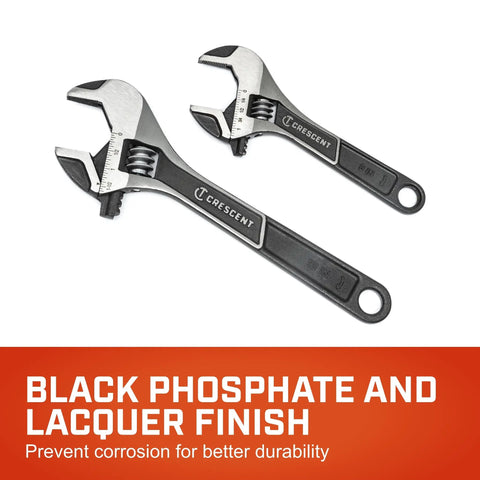 Wide Jaw Adjustable Wrench Set With 6 Inch And 10 Inch Wrenches, Micro Serrations For Smooth Precise Grips, Heavy Duty Plumbing Tool Kit Essential