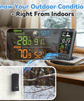 Wireless Indoor Outdoor Thermometer Weather Station With Remote Sensor Vertical Color Display Temperature Humidity Monitor