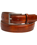 Mens Belt With Double Stitch Detailing And Genuine Leather In Tan, Size 40, Built To Last For All Day Everyday Wear, Dress Or Casual Looks