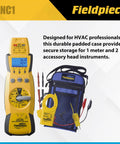 Deluxe Padded Meter Case For HVAC And Clamp Meters With Rugged Nylon Build Holds One Full Size Clamp Meter And Two Accessory Heads