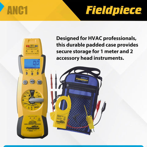 Deluxe Padded Meter Case For HVAC And Clamp Meters With Rugged Nylon Build Holds One Full Size Clamp Meter And Two Accessory Heads