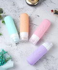 Leak Proof TSA Approved Travel Bottles Set 3oz refillable containers for shampoo conditioner lotion multicolor on white surface