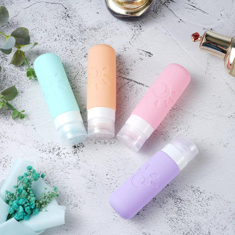 Leak Proof TSA Approved Travel Bottles Set 3oz refillable containers for shampoo conditioner lotion multicolor on white surface