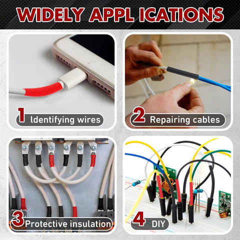 Image showing uses of Heat Shrink Tubing Kit With 46.2 Feet Red And Black Dual Color 3 To 1 Adhesive Lined Shrinkable Wire Wrap