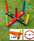 Indoor And Outdoor Ring Toss Game For Kids And Grownups With 5 Poles 2 Bases 16 Soft Foam Rings In 4 Colors Score Markers Easy Setup