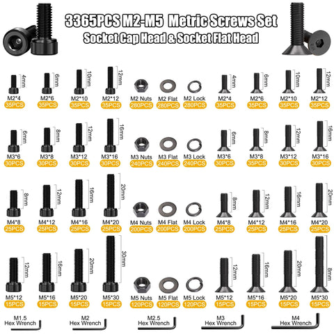 380PCS Flange Bolt Kit With Nuts And Washers For Metric M6 M8 And M10 Bolts shown with various components and sizes.