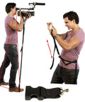 Man using Pro Grade Camera Stabilization Bundle with Monopod Stabilization System and Screw Module for all cameras indoors.