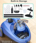 Heavy Duty Steam Cleaner With 21 Attachments, 293 Fahrenheit Steam Mop For Home And Car, 50 Oz Tank featuring built-in storage for accessories.