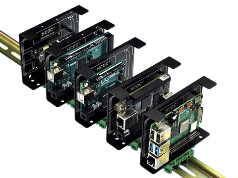 Din Rail Mount Bracket For Raspberry Pi A Plus B Plus 2B 3B 3B Plus 4B Zero And Arduino Uno Mega Mkr BeagleBone shown from side view