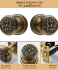 Antique Brass Door Knob With Intricate Floral Design For Privacy Use Classic Vintage Look For Interior Doors Durable And Elegant Hardware