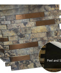Peel And Stick Backsplash Tile Set For Kitchen And Bathroom Vanities, Self Adhesive Mosaic Tiles, Rusty Stone Pattern, 10 Sheets