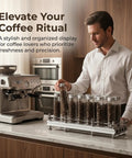Hype Building Daily Grind Storage Kit With Airtight Single Dose Espresso Canisters arranged on a kitchen countertop.