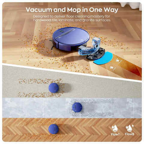 2-In-1 Robot Vacuum And Mop Combo Ultra Slim 2.87 Inches With 2300Pa Suction cleaning hard floors and carpets with 3D obstacle avoidance