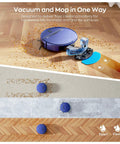Robot Vacuum And Mop Combo For Pet Hair, Ultra Slim 2.87 Inch Body, 2300Pa Max Suction cleaning hard floors and carpets.