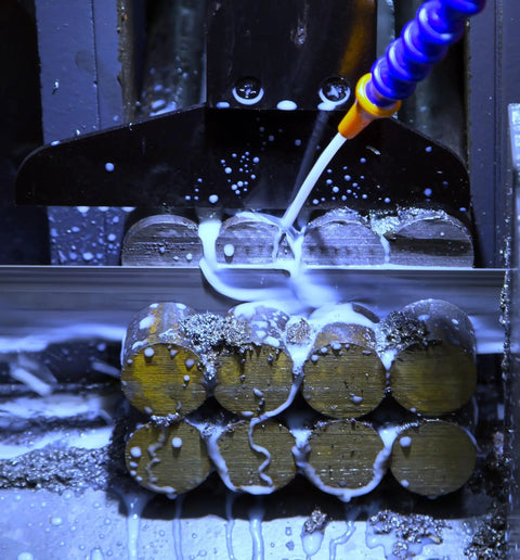 Cutting operation with Smooth Saw General Purpose Concentrated Cutting And Sawing Coolant And Advanced Synthetic Metalworking Fluid For Extended Tool Life