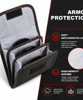 Open 2 Pack 3 Pocket Camera Lens Filter Case Set For 25mm To 82mm Filters showing interior pockets and protective features