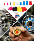 250 Piece Silicone Tapered Plug Kit With 9 Sizes For Heat Resistant Masking Up To 600 Degrees F Perfect For Powder Coating Painting Electroplating And Anodizing Jobs Without Leaking Or Failure On A Dime. silicone plugs in assorted sizes for threaded hole masking on metal parts