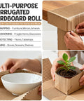 Beefy 17 Inch Wide Corrugated Cardboard Roll, 235 Inch Long, B-Flute Packing Paper for Moving and DIY Projects, used on furniture and with plants.