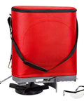 25 Lb Handheld Seed Spreader With Enclosed Metal Gears, Rear Baffle, Adjustable Flow Control, Durable Oxford Bag, Red