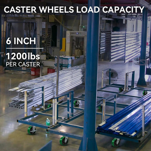 Heavy Duty Caster Wheel Set Of 4 6 Inch By 2 Inch Polyurethane Industrial Casters With 2 Brakes And 2 Swivel Load Capacity 4800 Lbs Ideal For Cart Workbench Toolbox in factory