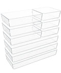 Clear Plastic Drawer Organizer Set For Kitchen Bathroom Office Cosmetics And Tools With Adjustable Dividers Space Saving Transparent Design 9 Pieces