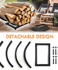 Curved Firewood Rack And Holder For Indoor And Outdoor Use 22 Inch Built Tough Heavy Duty Logs Organizer Metal Black Firewood