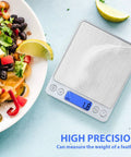 Rechargeable Kitchen Scale With Trays, Ultra Precise 3000g/0.1g Digital Food Scale next to a salad with lime garnish