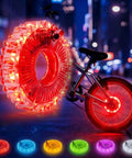 Rechargeable Bike Wheel Lights With Nine Colors And Twenty-One Modes, motion activated spoke lights for night riding