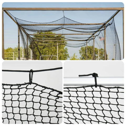 Heavy Duty Baseball Batting Cage Net 10x10x20 Feet With 10 Carabiners And 4 Tie Ropes Durable Nylon Indoor Outdoor Training Net