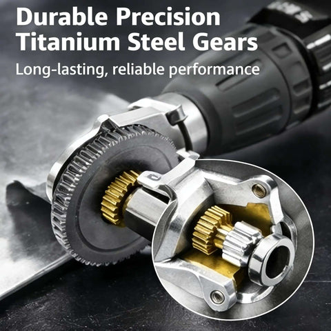 Durable titanium gears of Drill Nibbler Attachment For Sheet Metal Cutting Turns Your Drill Into A Fast Burr Free Metal Cutter
