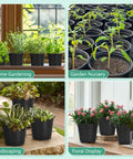 120 Pack 4 Inch Plastic Nursery Pots With Drainage Holes For Seedlings And Succulents, Lightweight Durable Plant Pots shown in various settings