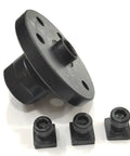 3 Inch Rotary Table Kit With 80mm Mount ER16 Collet Adapter M6 Clamp Set Round Vice And Tailstock Compatible For Milling 36 To 1 Worm Gear Delivers 10 Degree Indexing Great For Hobbyists And Professional Shop Machinists, angled view of ER16 adapter with three M6 clamps